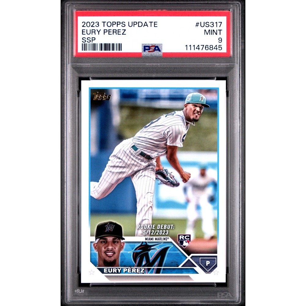 2023 Topps Update Eury Perez #US317 SSP GOLDEN MIRROR Image Variation RC PSA‎ 9